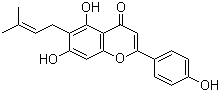 CAS # 68097-13-2, 6-Prenylapigenin, 6-Prenyl-4',5,7-trihydroxyflavone, 6-Prenylapigenin, 5,7,4'-Trihydroxy-6-[3''-methylbut-2''-enyl]-flavone