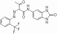 CAS 登录号：68134-22-5 (63661-02-9), 颜料黄 154, N-(2,3-二氢-2-氧代-1H-苯并咪唑-5-基)-3-氧代-2-[[2-(三氟甲基)苯基]偶氮]丁酰胺