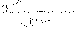 CAS 登录号：68610-38-8, 3-氯-2-羟基-1-丙烷磺酸单钠盐与2-(8Z)-8-十七碳烯基-4,5-二氢-1H-咪唑-1-乙醇的反应产物