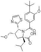 structure of CAS# 687637-24-7, (4S,5R)-1-[4-叔丁基-3-甲氧基苯甲酰基]-4-(甲氧基甲基)-2-(2-甲基丙基)-5-(2-噻唑基)-L-脯氨酸