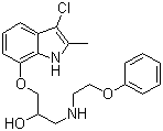 CAS # 69907-17-1, Indopanolol, 1-[(3-Chloro-2-methyl-1H-indol-4-yl)oxy]-3-[(2-phenoxyethyl)amino]-2-propanol