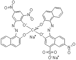 CAS 登录号：70236-55-4, [1-[(2-羟基-3,5-二硝基苯基)偶氮]-2-萘酚][3-羟基-4-[(2-羟基-1-萘基)偶氮]-7-硝基-1-萘磺酸]铬酸二钠盐