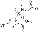 structure of CAS# 70374-38-8, 5-Chloro-3-[N-(methoxy-carbonyl-methyl)sulfamoyl]-2-thiophene carboxylic acid methyl ester