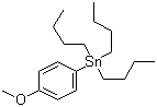 CAS # 70744-47-7, Tributyl(4-methoxyphenyl)stannane, (4-Methoxyphenyl)tributyltin, (p-Methoxyphenyl)tributylstannane, 4-Methoxyphenyltributylstannane, Tributyl(4-methoxyphenyl)tin, Tributyl(p-methoxyphenyl)stannane, p-(Tributylstannyl)anisole, p-Anisyltributylstannane