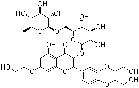 CAS # 7085-55-4, Troxerutin, Trihydroxyethylrutin, 3',4',7-Tris[O-(2-hydroxyethyl)]rutin