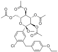 CAS # 714269-58-6, Dapagliflozin TNG, Dapagliflozin Methoxy Tetraacetate,(2S,3R,4S,5R,6R)-6-(Acetoxymethyl)-2-(4-chloro-3-(4-ethoxybenzyl)phenyl)-2-methoxytetrahydro-2H-pyran-3,4,5-triyl triacetate