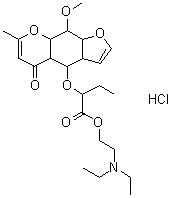 CAS # 71510-44-6, 2-[(3a,4a,5,8a,9,9a-Hexahydro-9-methoxy-7-methyl-5-oxo-4H-furo[3,2-g][1]benzopyran-4-yl)oxy]butanoic acid 2-(diethylamino)ethyl ester hydrochloride