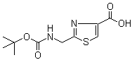 structure of CAS# 71904-80-8, 2-[[(叔丁氧羰基)氨基]甲基]噻唑-4-羧酸