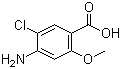 structure of CAS# 7206-70-4, 4-氨基-5-氯-2-甲氧基苯甲酸