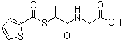 CAS # 72324-18-6, Stepronin, N-(1-Oxo-2-((2-thienylcarbonyl)thio)propyl)glycine, 2-[2-(Thiophene-2-carbonylsulfanyl)propanoylamino]acetic acid