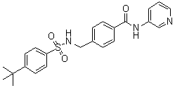 structure of CAS# 724741-75-7, 4-[[[[4-(1,1-Dimethylethyl)phenyl]sulfonyl]amino]methyl]-N-3-pyridinylbenzamide