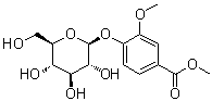 structure of CAS# 72500-11-9, 4-(beta-D-Glucopyranosyloxy)-3-methoxybenzoic acid methyl ester