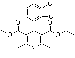 CAS # 72509-76-3, Felodipine, 4-(2,3-Dichlorophenyl)-1,4-dihydro-2,6-dimethyl-3,5-pyridinecarboxylic acid ethyl methyl ester, Plendil