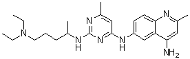 structure of CAS# 733767-34-5, N6-[2-[[4-(Diethylamino)-1-methylbutyl]amino]-6-methyl-4-pyrimidinyl]-2-methyl-4,6-quinolinediamine