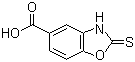 structure of CAS# 7341-98-2, 2,3-Dihydro-2-thioxo-5-benzoxazolecarboxylic acid