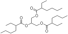 CAS # 7360-38-5, Glyceryl tri(2-ethylhexanoate), 2-Ethylcaproic acid triglyceride, 2-Ethylhexanoic acid 1,2,3-propanetriyl ester, Propane-1,2,3-triyl 2-ethylhexanoate