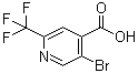 structure of CAS# 749875-16-9, 5-Bromo-2-(trifluoromethyl)-4-pyridinecarboxylic acid