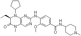 CAS # 755038-02-9, BI 2536, 4-[[(7R)-8-Cyclopentyl-7-ethyl-5,6,7,8-tetrahydro-5-methyl-6-oxo-2-pteridinyl]amino]-3-methoxy-N-(1-methyl-4-piperidinyl)benzamide, Boehringer PLK-1 inhibitor