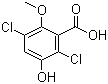 structure of CAS# 7600-50-2, 2,5-Dichloro-3-hydroxy-6-methoxybenzoic acid