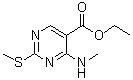 structure of CAS# 76360-82-2, 4-Methylamino-2-methylthiopyrimidine-5-carboxylic acid ethyl ester