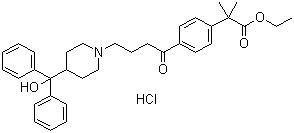 CAS 登录号：76811-96-6, 4-{4-[4-(羟基二苯甲基)-1-哌啶基]-1-氧代丁基}-alpha,alpha-二甲基苯乙酸乙酯盐酸盐