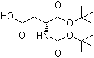 structure of CAS# 77004-75-2, N-叔丁氧羰基-D-天冬氨酸 1-叔丁酯