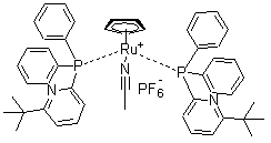 structure of CAS# 776230-17-2, Acetonitrilebis[2-diphenylphosphino-6-tert-butylpyridine]cyclopentadienylruthenium(II) hexafluorophosphate
