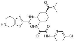 CAS # 778571-11-2, N-Desmethyl edoxaban, N'-(5-chloropyridin-2-yl)-N-[(1S,2R,4S)-4-(dimethylcarbamoyl)-2-(4,5,6,7-tetrahydro-[1,3]thiazolo[5,4-c]pyridine-2-carbonylamino)cyclohexyl]oxamide