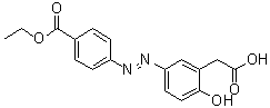 structure of CAS# 78028-01-0, 5-[2-[4-(Ethoxycarbonyl)phenyl]diazenyl]-2-hydroxybenzeneacetic acid