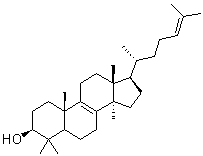 structure of CAS# 79-63-0, (3beta)-Lanosta-8,24-dien-3-ol