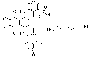 CAS # 79665-26-2, 1,6-Hexanediamine 3,3'-[(9,10-dihydro-9,10-dioxo-1,4-anthracenediyl)diimino]bis[2,4,6-trimethylbenzenesulfonate] (1:1)