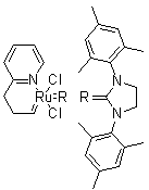 structure of CAS# 802912-44-3, [1,3-双(2,4,6-三甲基苯基)-2-咪唑烷亚基][3-(2-吡啶基)亚丙基]二氯化钌