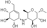 CAS # 80943-41-5, Acarviosine, Methyl 4,6-dideoxy-4-[[(1S,4R,5S,6S)-4,5,6-trihydroxy-3-(hydroxymethyl)-2-cyclohexen-1-yl]amino]-alpha-D-glucopyranoside, (S)-Acarviosin, Acarviosin