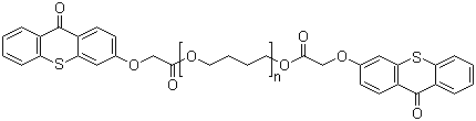 CAS # 813452-37-8, Polybutyleneglycol bis(9-oxo-9H-thioxanthenyloxy)acetate, alpha-[2-[(9-Oxo-9H-thioxanthenyl)oxy]acetyl]-omiga-[[2-[(9-oxo-9H-thioxanthenyl)oxy]acetyl]oxy]poly(oxy-1,4-butanediyl)