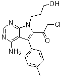 CAS # 821794-90-5, 1-[4-Amino-7-(3-hydroxypropyl)-5-(4-methylphenyl)-7H-pyrrolo[2,3-d]pyrimidin-6-yl]-2-chloroethanone