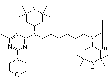 structure of CAS# 82451-48-7, Poly[N,N'-bis(2,2,6,6-tetramethyl-4-piperidinyl)-1,6-hexanediamine-co-2,4-dichloro-6-morpholino-1,3,5-triazine]