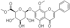 CAS # 82475-01-2, Wogonin 7-O-beta-D-glucuronide methyl ester, 5-Hydroxy-8-methoxy-4-oxo-2-phenyl-4H-1-benzopyran-7-yl beta-D-glucopyranosiduronic acid methyl ester