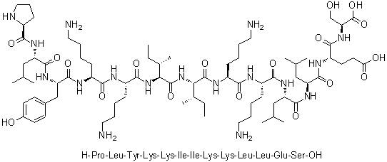 CAS # 82989-21-7, L-Prolyl-L-leucyl-L-tyrosyl-L-lysyl-L-lysyl-L-isoleucyl-L-isoleucyl-L-lysyl-L-lysyl-L-leucyl-L-leucyl-L-alpha-glutamyl-L-serine