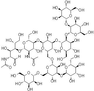 CAS # 83178-05-6, O-alpha-D-Mannopyranosyl-(1→3)-O-[alpha-D-mannopyranosyl-(1→6)]-O-alpha-D-mannopyranosyl-(1→6)-O-[O-alpha-D-mannopyranosyl-(1→2)-O-alpha-D-mannopyranosyl-(1→2)-alpha-D-mannopyranosyl-(1→3)]-O-beta-D-mannopyranosyl-(1→4)-O-2-(acetylamino)-2-deoxy-beta-D-glucopyranosyl-(1→4)-2-(acetylamino)-2-deoxy-D-glucose