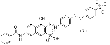 CAS 登录号：83221-50-5, 7-(苯甲酰基氨基)-4-羟基-3-[[4-[(4-磺基苯基)偶氮]苯基]偶氮]-2-萘磺酸钠盐