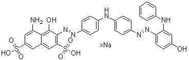 CAS 登录号：83232-40-0, 5-氨基-4-羟基-3-[[4-[[4-[[4-羟基-2-(苯基氨基)苯基]偶氮]苯基]氨基]苯基]偶氮]-2,7-萘二磺酸钠盐