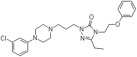 CAS # 83366-66-9, Nefazodone, 2-[3-[4-(3-Chlorophenyl)-1-piperazinyl]propyl]-5-ethyl-2,4-dihydro-4-(2-phenoxyethyl)-3H-1,2,4-triazol-3-one
