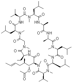 CAS # 83602-41-9, O-Acetylcyclosporin A, 6-[(2S,3R,4R,6E)-3-(Acetyloxy)-4-methyl-2-(methylamino)-6-octenoic acid]cyclosporin A, B 3-243, O-Acetylcyclosporin A, SDZ 33-243
