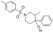 CAS # 83863-65-4, 3-Methyl-4-phenyl-1-(p-tolylsulphonyl)piperidine-4-carbonitrile