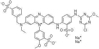 CAS 登录号：83929-57-1, 3-[[4-[(4-氯-6-甲氧基-1,3,5-三嗪-2-基)氨基]-2-磺基苯基]氨基]-7-[乙基[(3-磺基苯基)甲基]氨基]-5-(4-甲氧基-3-磺基苯基)吩嗪鎓内盐二钠盐