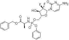 structure of CAS# 840506-29-8, N-(2'-脱氧-2',2'-二氟-P-苯基-5'-胞苷酰)-L-丙氨酸苄酯