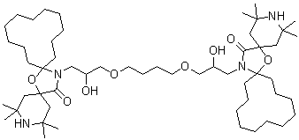 CAS 登录号：84115-94-6, 20-[2-羟基-3-[4-[2-羟基-3-(2,2,4,4-四甲基-21-氧代-7-氧杂-3,20-二氮杂二螺[5.1.11.2]二十一烷-20-基)丙氧基]丁氧基]丙基]-2,2,4,4-四甲基-7-氧杂-3,20-二氮杂二螺[5.1.11.2]二十一烷-21-酮