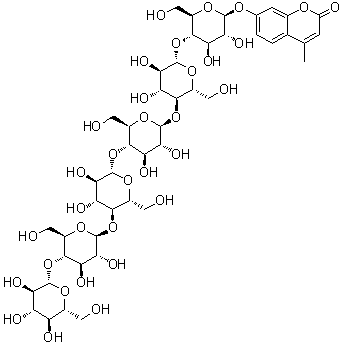 CAS # 84325-21-3, 7-[(O-beta-D-Glucopyranosyl-(1→4)-O-beta-D-glucopyranosyl-(1→4)-O-beta-D-glucopyranosyl-(1→4)-O-beta-D-glucopyranosyl-(1→4)-O-beta-D-glucopyranosyl-(1→4)-beta-D-glucopyranosyl)oxy]-4-methyl-2H-1-benzopyran-2-one
