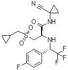 CAS # 849093-78-3, (2R)-N-(1-Cyanocyclopropyl)-3-[(cyclopropylmethyl)sulfonyl]-2-[[(1S)-2,2,2-trifluoro-1-(4-fluorophenyl)ethyl]amino]propanamide