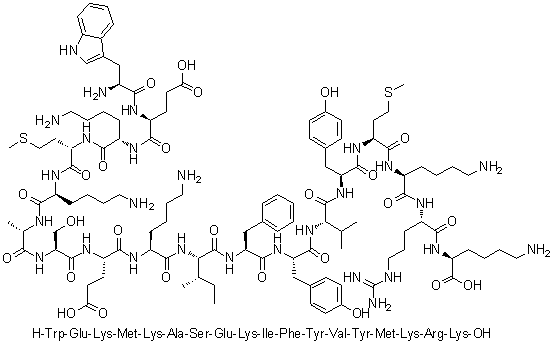 CAS 登录号：849359-90-6, L-色氨酰-L-alpha-谷氨酰-L-赖氨酰-L-蛋氨酰-L-赖氨酰-L-丙氨酰-L-丝氨酰-L-alpha-谷氨酰-L-赖氨酰-L-异亮氨酰-L-苯丙氨酰-L-酪氨酰-L-缬氨酰-L-酪氨酰-L-蛋氨酰-L-赖氨酰-L-精氨酰-L-赖氨酸